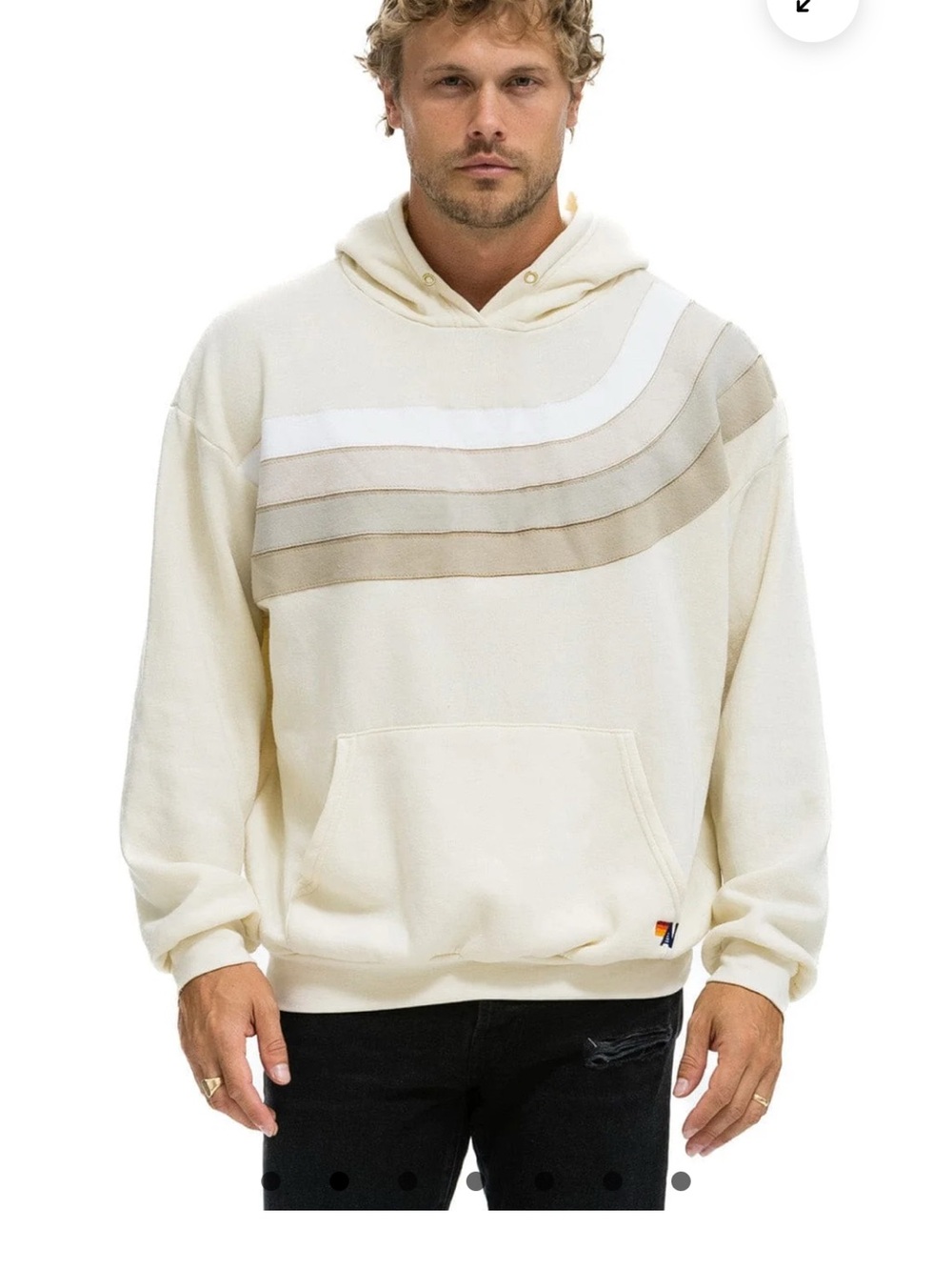 Aviator Nation Wave Stripe 4 Pullover Hoodie - Vintage White